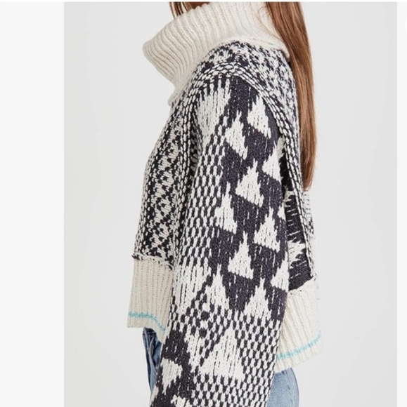 Free People Jupiter Pullover Turtleneck Sweater Falling Waters Combo Sm Md NWT - Picture 12 of 16